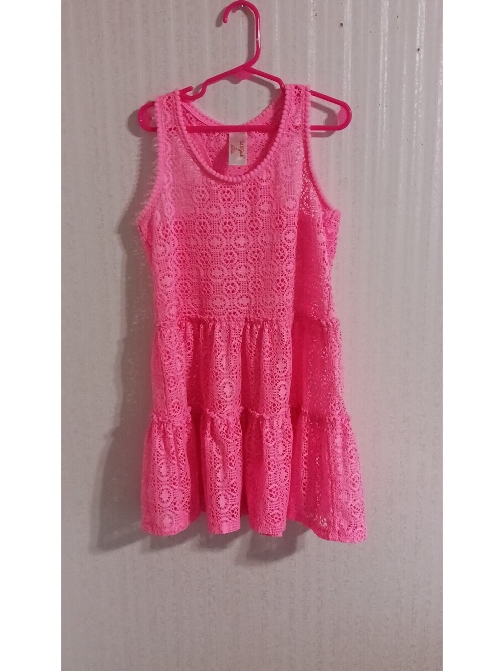 Little Girls Pink Lace Tiered Dress  Girls  Size  Medium  ( 8 )